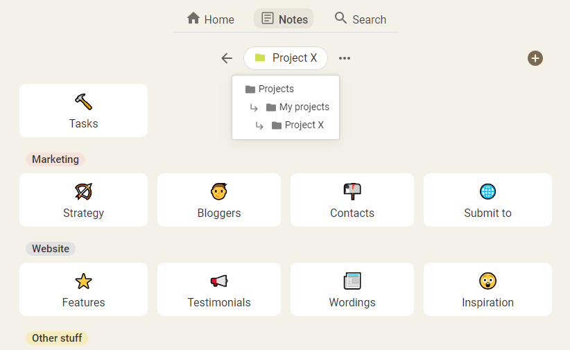 customized folder with labels and sub-folders